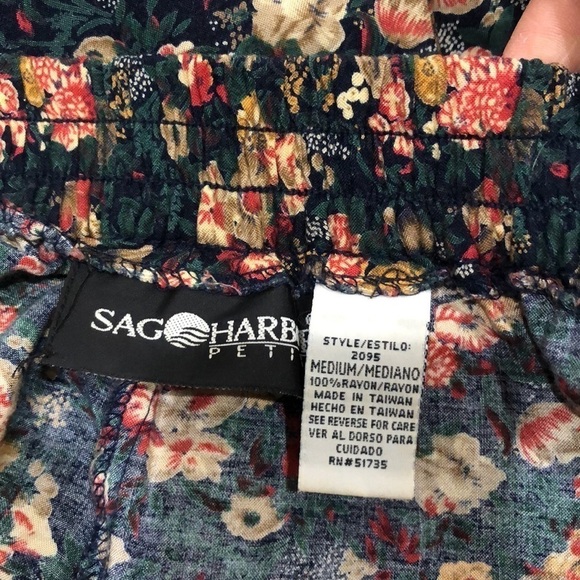 Vintage Midi Skirt Size Medium Dark Forest Green Flora Print High Waisted - Picture 6 of 8